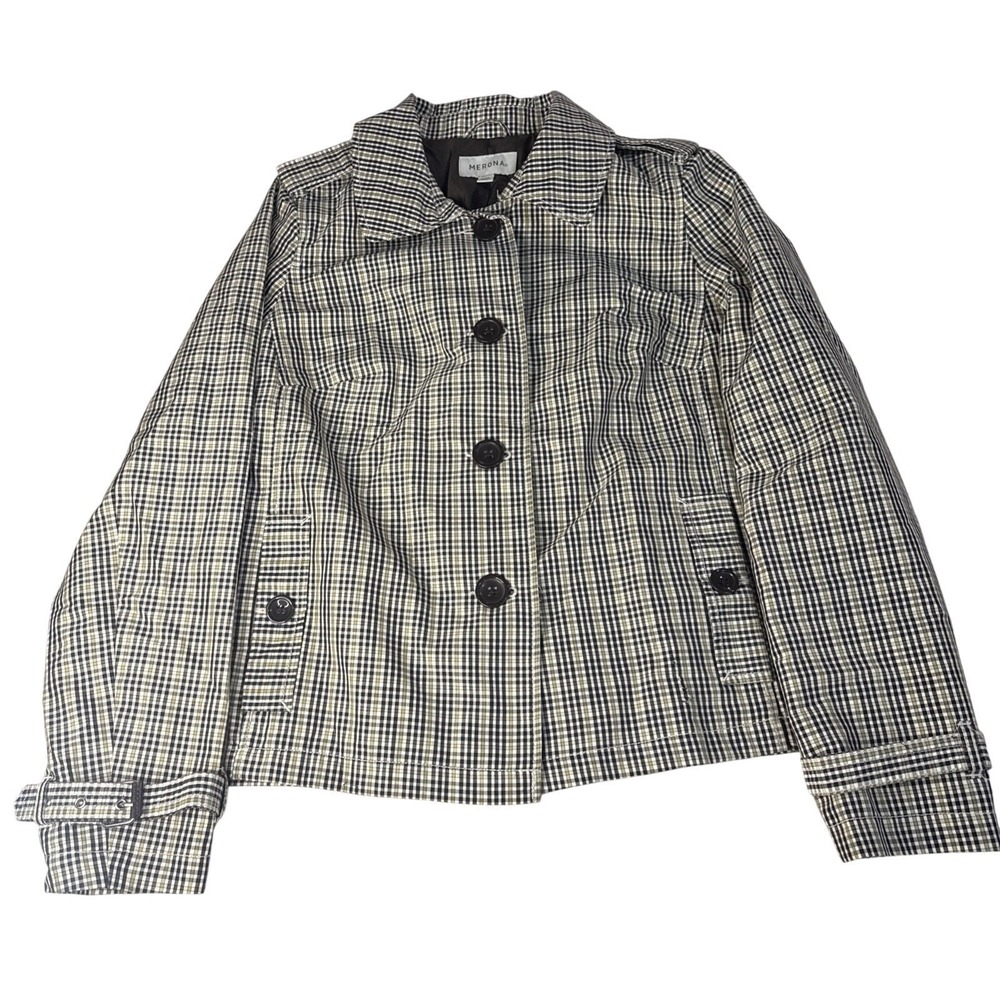MERONA Plaid Academia Jacket Casual Work Size XXL Black/Green/White NWOT